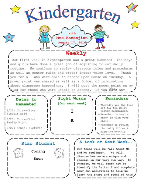 classroom newsletter template free preschool